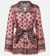 Dolce & Gabbana Silk Twill Pajama Shirt Dg Logo In Pink