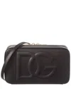 Dolce & Gabbana Women's Black Calfskin Shoulder Bag With Embossed Logo And Adjustable Strap In Black