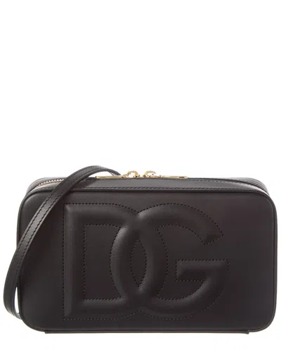 Dolce & Gabbana Black Crossbody Bag With Quilted Logo In Leather Woman