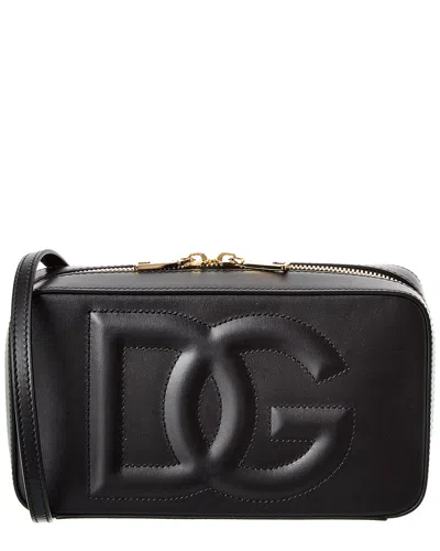 Dolce & Gabbana Black Crossbody Bag With Quilted Logo In Leather Woman