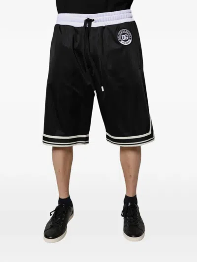 Dolce & Gabbana Dg Sport Logo-patch Striped-trim Shorts In Multi