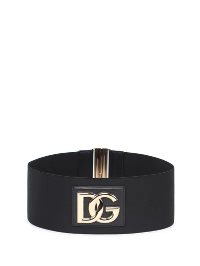 Dolce & Gabbana Dg Stretch Band Belt In Nero/nero