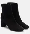 Dolce & Gabbana Black Ankle Boots With Dg Logo Plaque On The Back In Suede Woman In Black