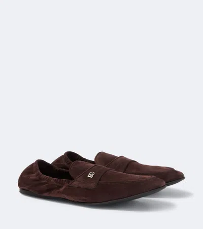 Dolce & Gabbana Dg Suede Loafers In Brown