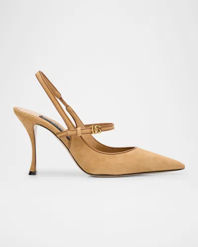 DOLCE & GABBANA DG SUEDE MARY JANE SLINGBACK PUMPS