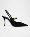 Dolce & Gabbana Dg Suede Mary Jane Slingback Pumps In Black
