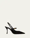 Dolce & Gabbana Italian Tailoring Leather-trimmed Suede Slingback Pumps In Black