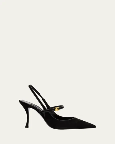 DOLCE & GABBANA DG SUEDE MARY JANE SLINGBACK PUMPS