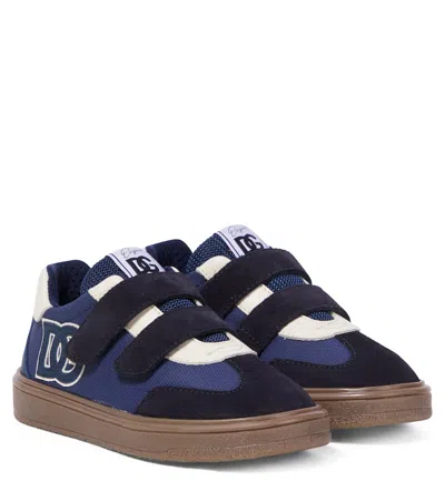 Dolce & Gabbana Kids' Dg Suede-trimmed Sneakers In Blue