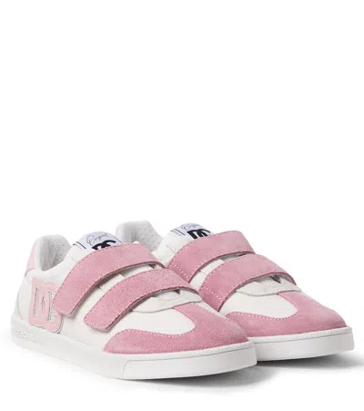 Dolce & Gabbana Kids' Dg Suede-trimmed Sneakers In Pink
