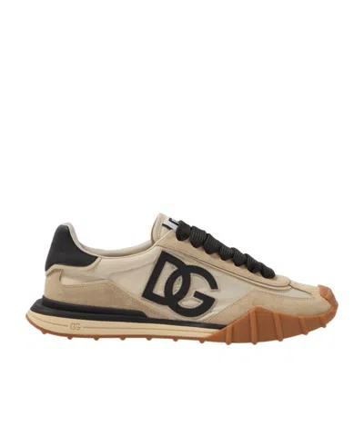 Dolce & Gabbana Dg Athletic Black Low Top Sneakers With Logo Patch On The Tongue And Maxi Logo On The Side In Suede 