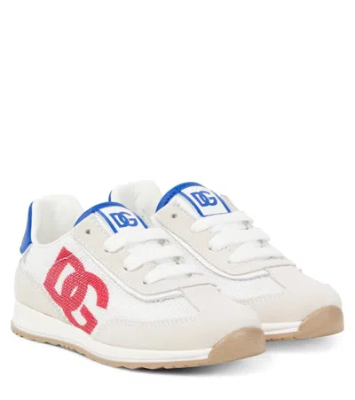 Dolce & Gabbana Kids' Sneakers Dg Mit Veloursleder In Weiss