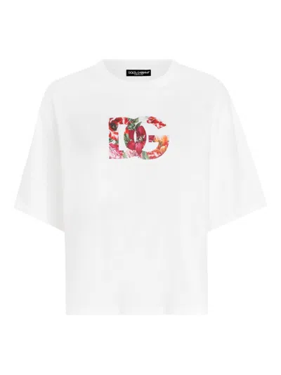 Dolce & Gabbana Women Logo Cotton T-shirt In Multi