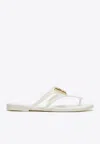 Dolce & Gabbana Women White Thong Sandals With Logo Plaque On The Front In Rubber Woman In White