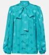 Dolce & Gabbana Dg Tie-neck Silk Blouse In Blue