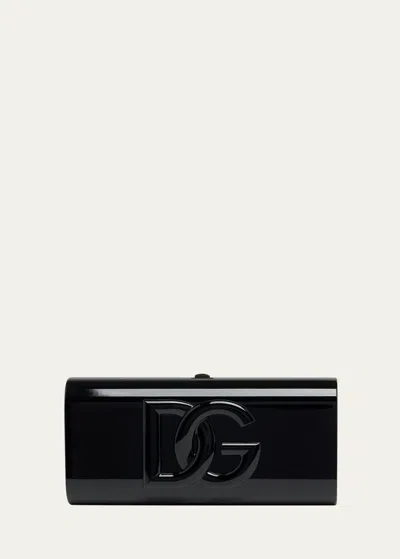 Dolce & Gabbana Dg Tonal Pexi Clutch Bag In 80999 Nero Plexi