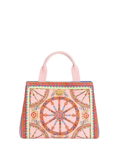 Dolce & Gabbana Dg Tote Shopping Bag In Carretto-print Canvas In Pattern