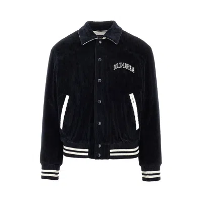 Dolce & Gabbana 'dg University' Corduroy Bomber Jacket In Blue