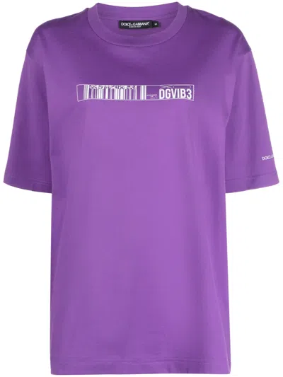 Dolce & Gabbana Dgvib3-print Cotton T-shirt In Purple