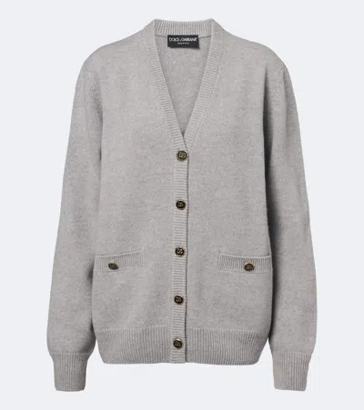 Dolce & Gabbana Verzierter Cardigan Aus Wolle In Grau