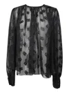 Dolce & Gabbana Monogram Jacquard Chiffon Top In Black