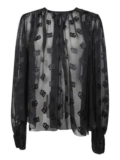 DOLCE & GABBANA DG VOILE BLACK BLOUSE