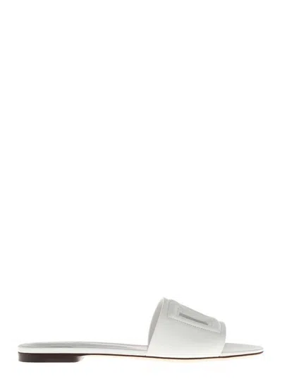 Dolce & Gabbana Leather Dg Millennials Slides In White