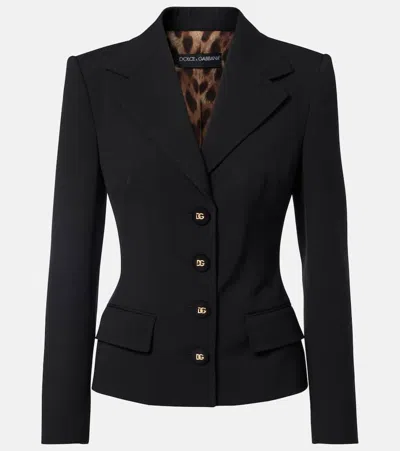 Dolce & Gabbana Dg Wool-blend Blazer In Black