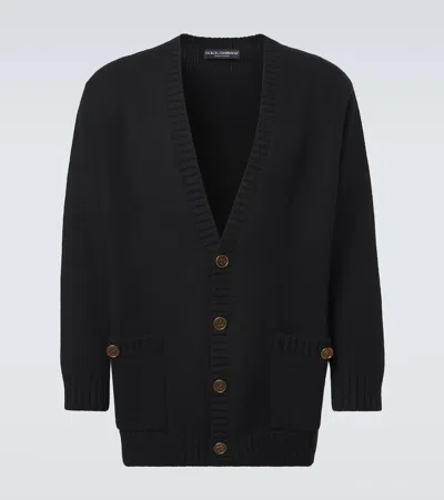 Dolce & Gabbana Dg Wool-blend Cardigan In Black