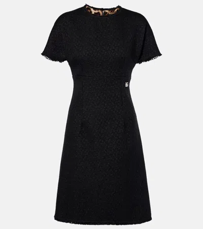 Dolce & Gabbana Midi Black Dress With Dg Detail In Tweed Woman