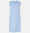 Dolce & Gabbana Light Blue Sleeveless Raschel Tweed Dress With Dg Logo In Blue