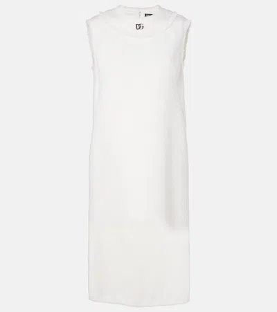 Dolce & Gabbana Dg Wool-blend Tweed Shift Dress In White