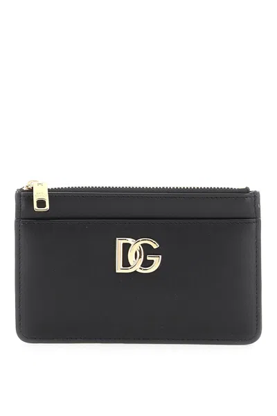 Dolce & Gabbana Dg Zippered Cardholder In Black