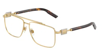 Dolce & Gabbana Dg1368 02 Men's Glasses Gold Size 56 - Free Lenses - Blue Light Block Available In Pattern