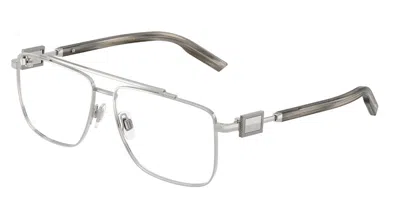 Dolce & Gabbana Dg1368 05 Men's Glasses Silver Size 58 - Free Lenses - Blue Light Block Available In Metallic