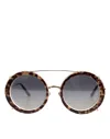 Dolce & Gabbana Dg2198 Brown Leopard Print Gradient Round Sunglasses In Brown