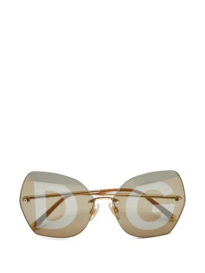 Pre-owned Dolce & Gabbana Dg2204 Butterfly Sunglasses In Gold