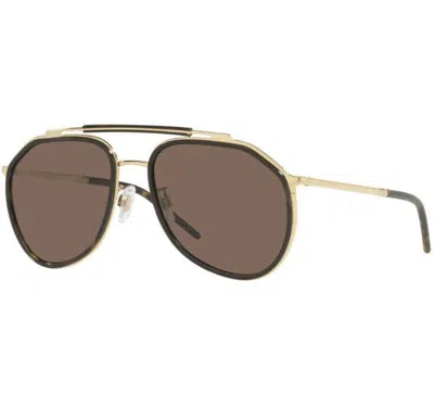 Pre-owned Dolce & Gabbana Dg2277 02 73 Gold Havana Dark Brown 57 Mm Men's Sunglasses