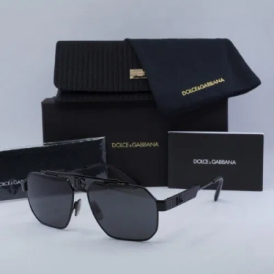 Pre-owned Dolce & Gabbana Dg2294 01/87 Black/dark Grey 59-15-145 Sunglasses Authentic In Gray