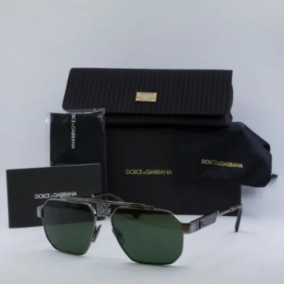 Pre-owned Dolce & Gabbana Dg2294 04/71 Grey/dark Green 59-15-145 Sunglasses Authentic