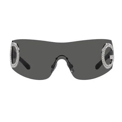 Dolce & Gabbana Dg2298b Oval-frame Acetate Sunglasses In 05/87 Black