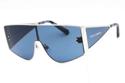 Pre-owned Dolce & Gabbana Dg2305-0580-44 Sunglasses Size 44mm 145mm 144mm Silver Men In Blue