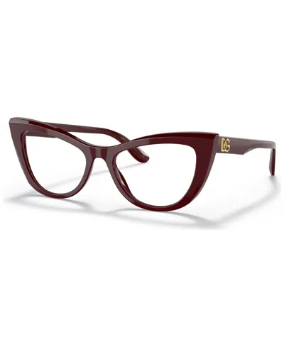 Dolce & Gabbana Dg3354 Women's Cat Eye Eyeglasses In Bordeaux