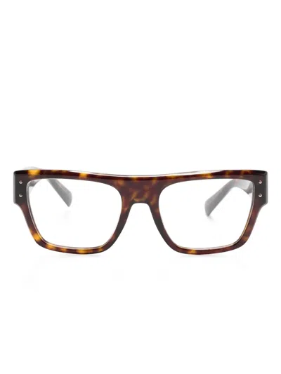 Dolce & Gabbana Dg3384 Rectangle-frame Glasses In Brown