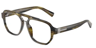 Dolce & Gabbana Dg3447 3066 Men's Glasses Green Size 56 - Free Lenses - Blue Light Block Available In Striped Green