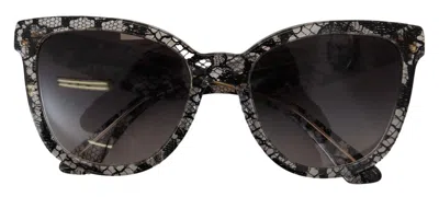 Dolce & Gabbana Dg4190 Black Lace Acetate Crystal Round Sunglasses In Brown