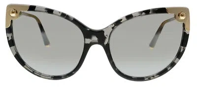 Pre-owned Dolce & Gabbana Dg4337 31726v Havana Grey Cat Eye Sunglasses