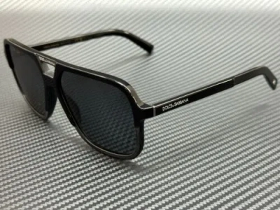Pre-owned Dolce & Gabbana Dg4354 193481 Black Rectangle Square Men's 61 Mm Polarized Sungl In Gray