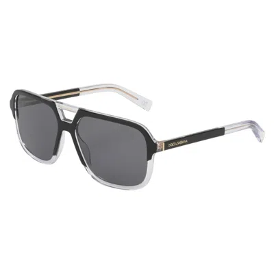 Pre-owned Dolce & Gabbana Dg4354 501/81 Matte Black Crystal-dark Grey Polarized Sunglasses In Gray