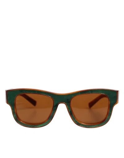 Dolce & Gabbana Dg4391 Green Brown Acetate Square Frame Unisex Sunglasses In Black
